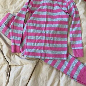 Hanna Andersson Striped Pink and Gray Pajama Set